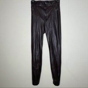 ZARA Chocolate Faux Leather Leggings